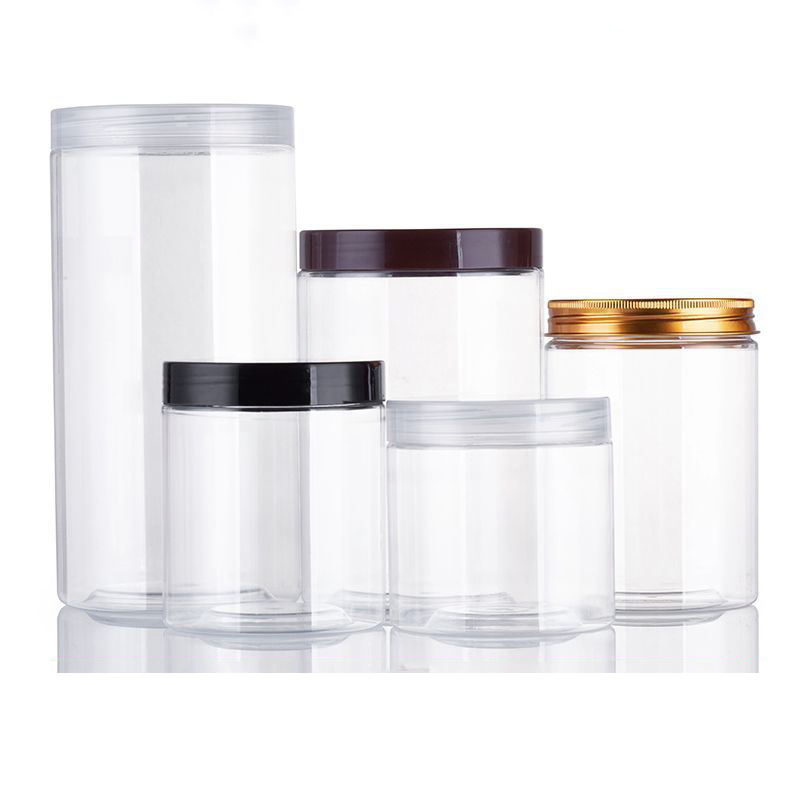 Pet Plastic Wide Mouth Food Grade Transparent Jars with Lids Packaging