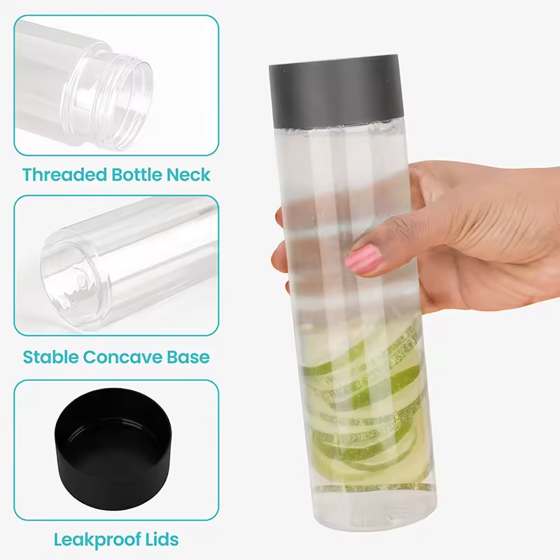 Factory 250ml 500ml Clear Round Pet Mineral Water Bottles Disposable Plastic Beverage Juice Drinking Milk Bottle with Cap