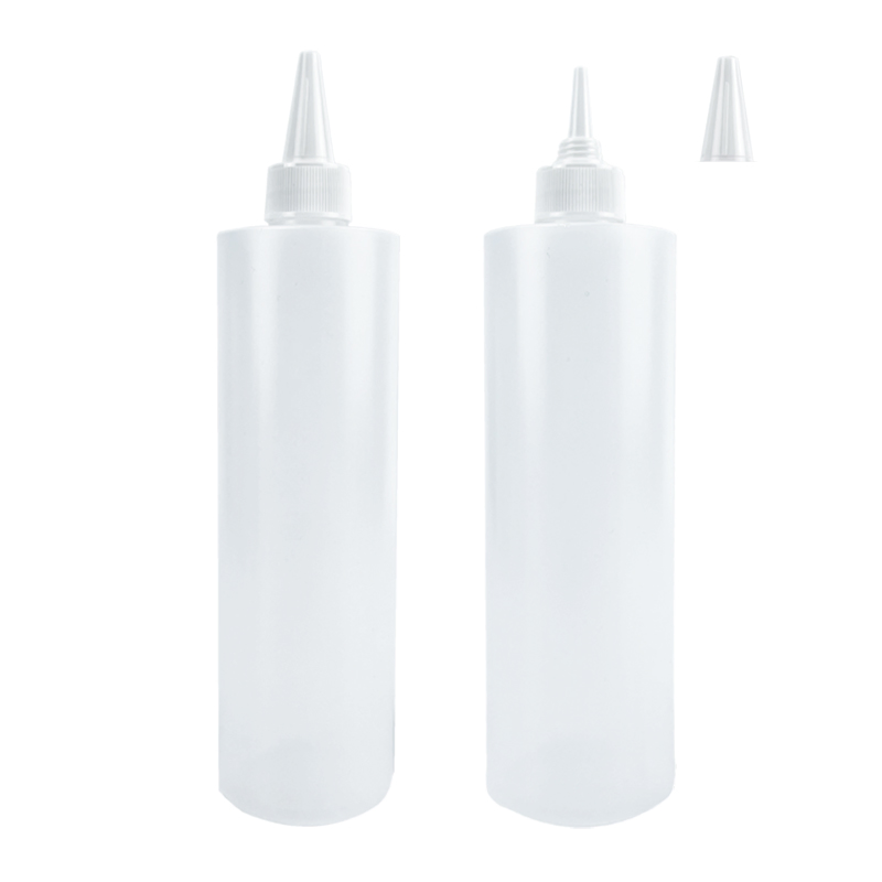 Food Grade LDPE Soft Nozzle Bottle 380ml Empty Plastic Sauce Squeeze Bottle with Twist off Cap