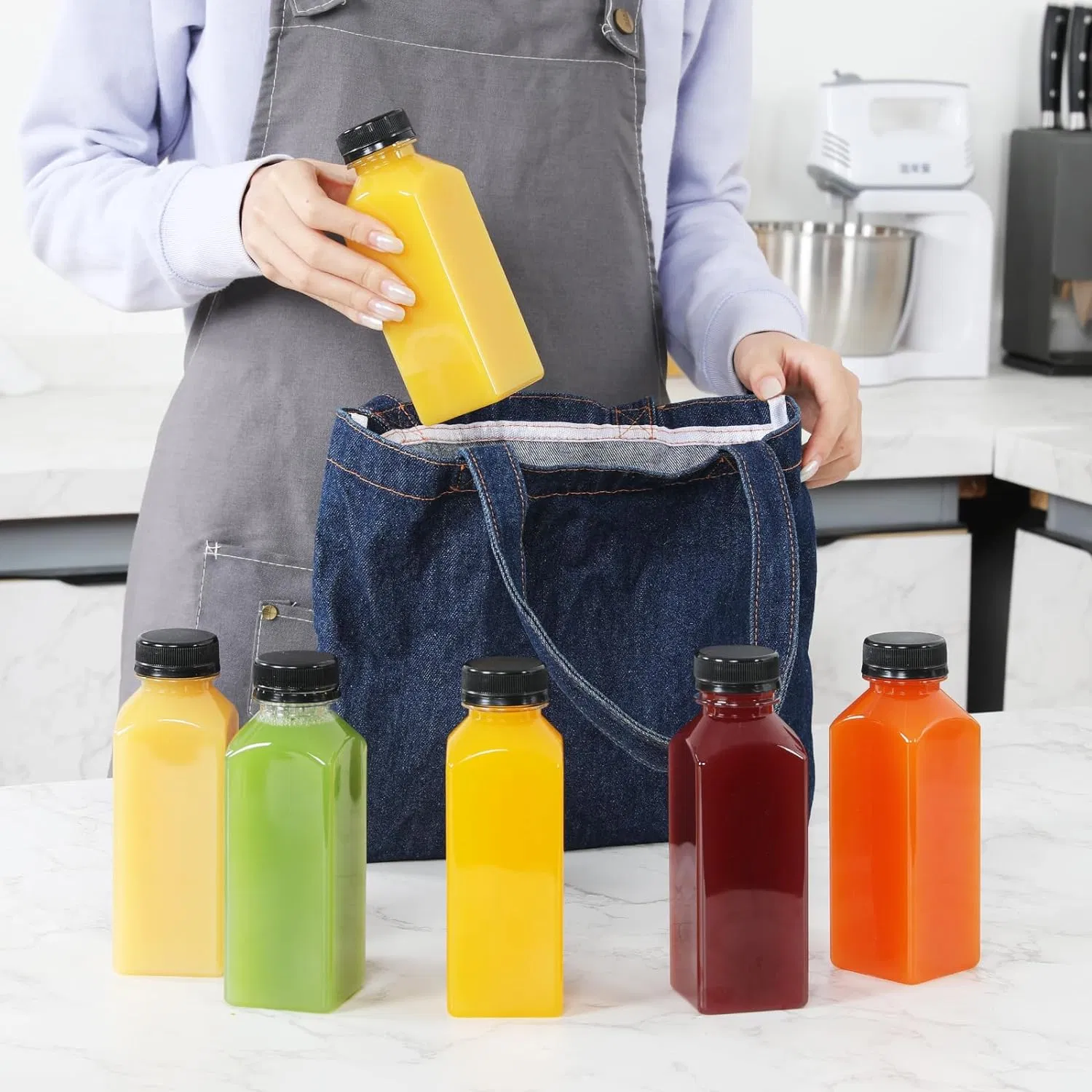 Juice Bottles for Juicing with Caps Clear Empty Plastic Bottles for Juice, Juicer Bottles, Smoothie, Reusable Juice Containers Disposable Drink Bottles