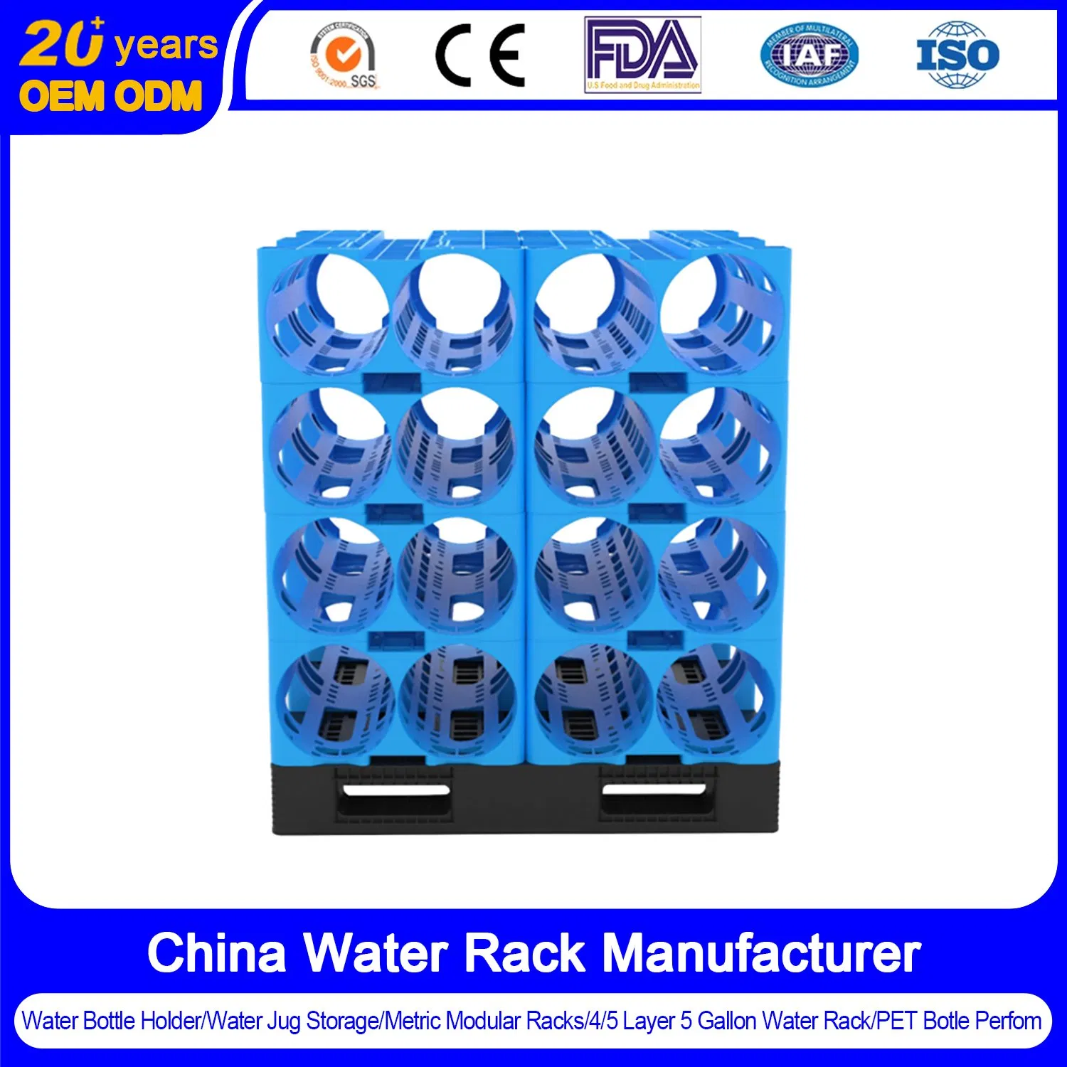 Food Grade Material HDPE 5 Gallon 20 LTR Plastic Water Rack for Safe Storage of Drinking Water Bottles in Commercial Establishments