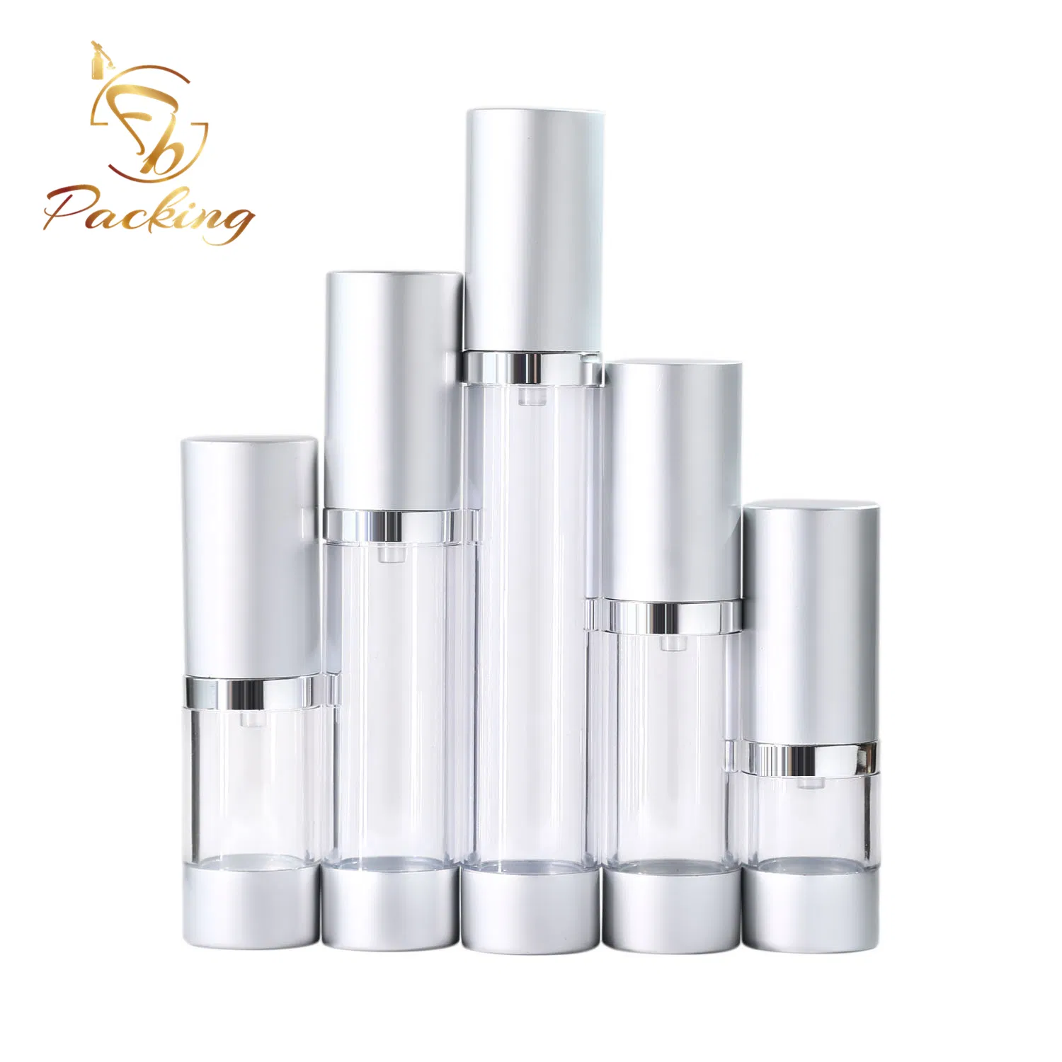 Plastic 5ml - 30ml Cosmetic Cream Airless Pump Bottle with Aluminum Lotion Pump