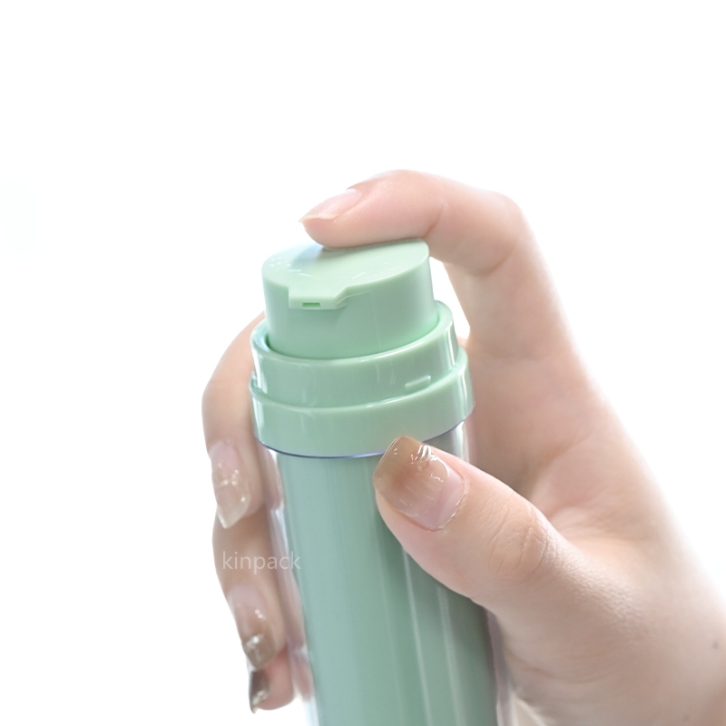 Skincare Line Packaging Matte Green Refill Plastic Airless Cosmetic Cream Jar and Lotion Pump Bottle