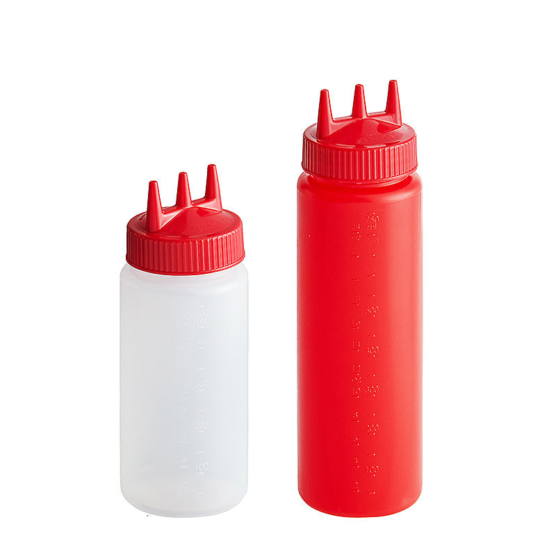Factory Best Quality Sauce Bottle with 3 Holes Plastic Squeeze Sauce Bottle 12oz Sauce Sqeeze Bottles