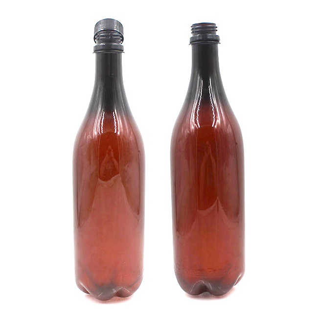 Custom Rice Wine Bottle Packaging 800ml Empty Amber Clear Pet Plastic Bottles for Carbonated Drinks