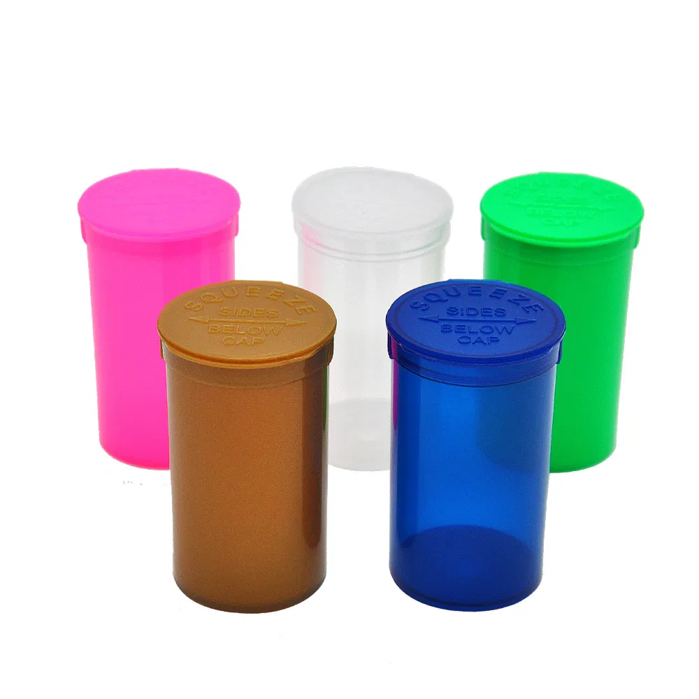 Colorful Flip Cap Pop Top Vials 6 13 19 Dr 30 60 Tubes Pharmacy Plastic Mylar Bottle Squeeze Bottles