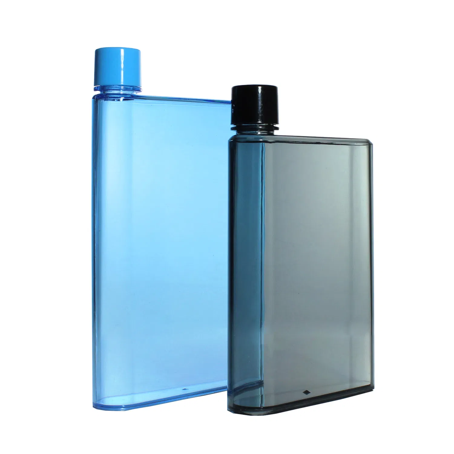 Custom Blue Black 350ml 420ml A5 Notebook Shaped Square Flat Potable Plastic Water Bottle Travel Reusable Gym Sports BPA Free Beverage Drink Bottle