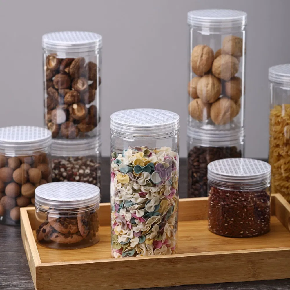 Food-Grade Material Transparent Sealed Jar with Lid Sealing Gasket Moisture-Proof Biscuit Barrel Sealed Storage Jam Pet Plastic Bottle