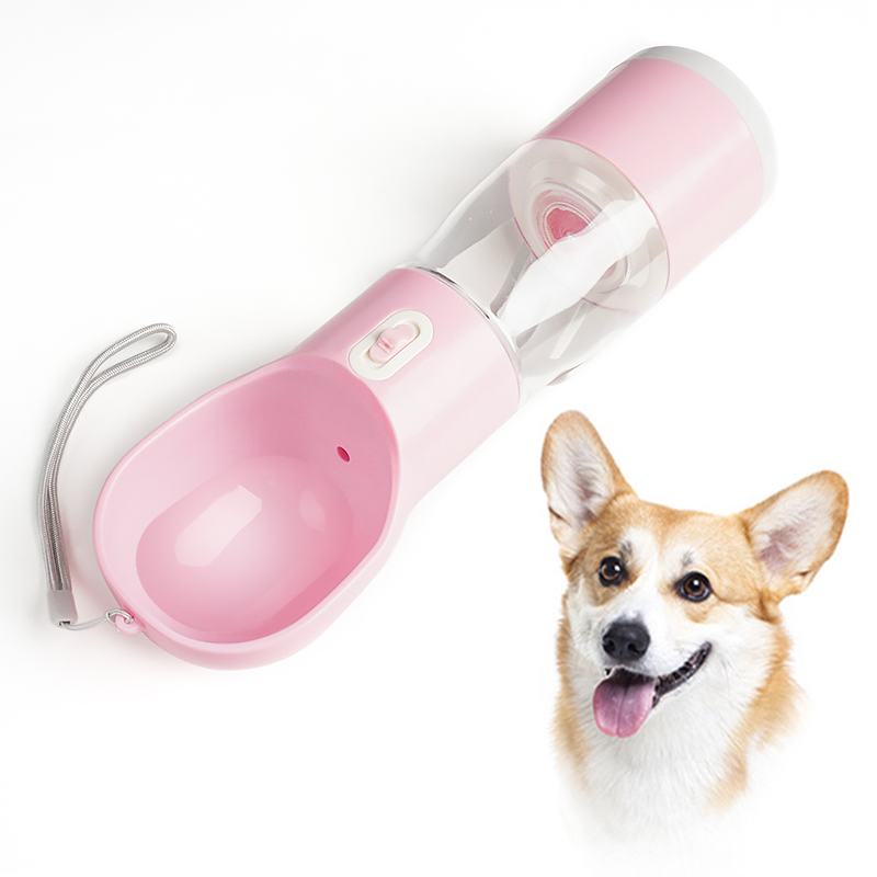 Multifunctional Portable Leak Proof Dispenser Food Grade Plastic Dog Water Bowl Bottle for Walking Hiking Travel