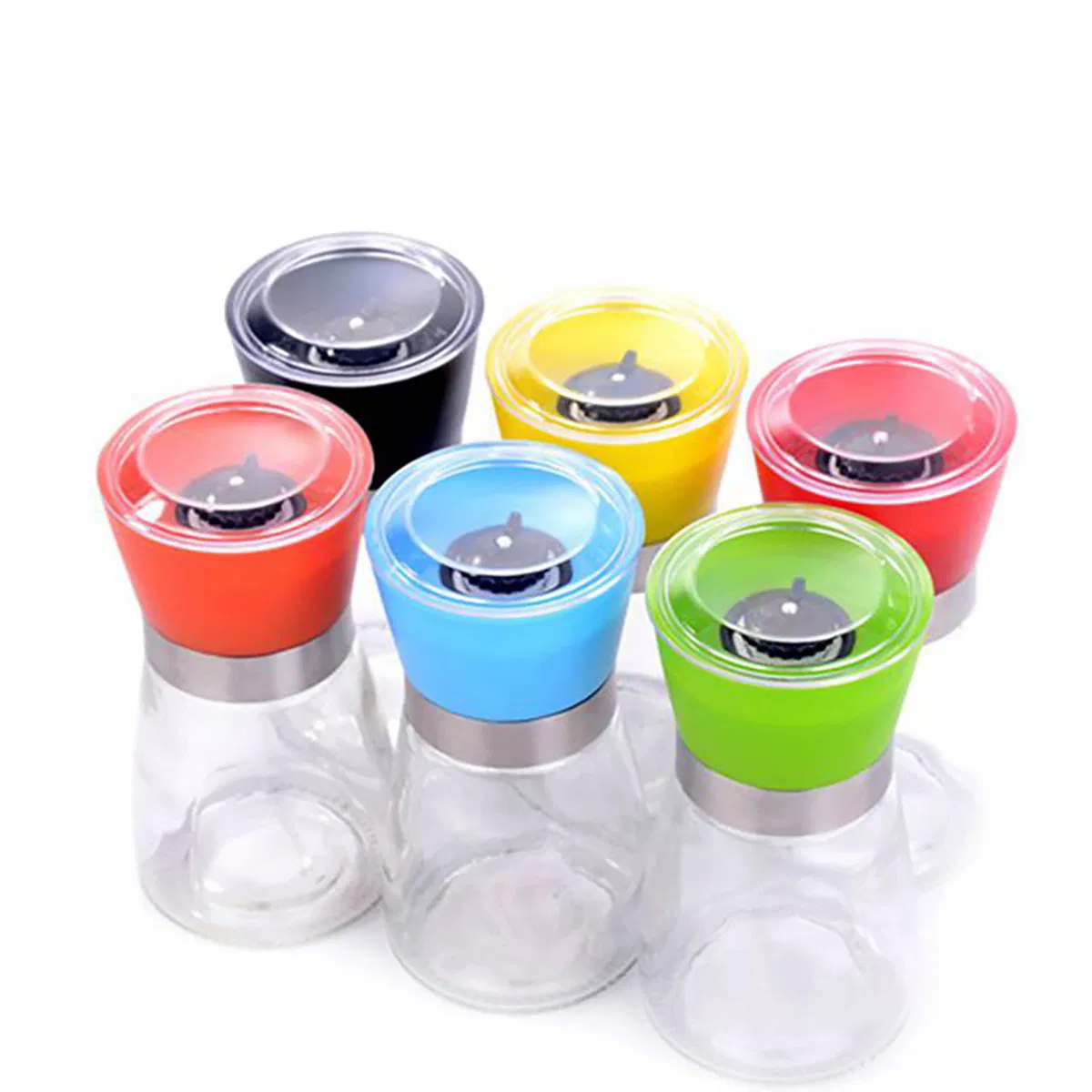 Hot Sale Glass Bottles Spice Mill Plastic Lid Seasoning Shaker Salt and Pepper Grinder Kitchen Accessories Premium Pepper Mill