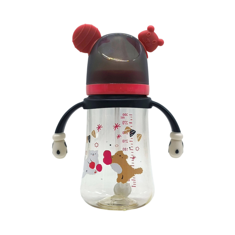 Newborn Anti-Colic Wide Neck Cartoon Food Grade BPA Free Plastic Baby Bottle