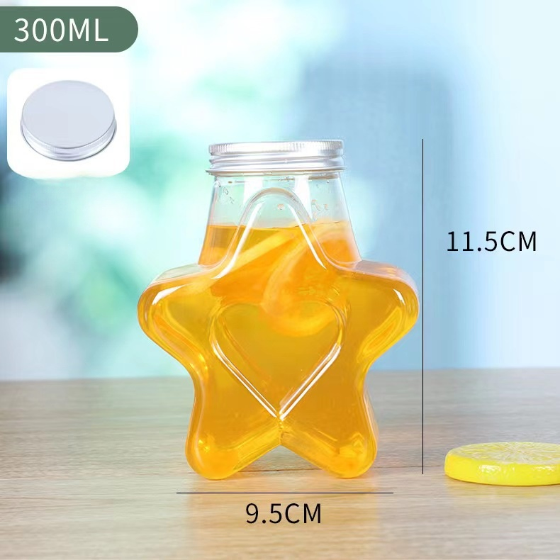 Cartoon Bear Design Disposable Pet Plastic Milk Tea Bottle Takeout Packaging for Fruit Tea Beverages Water Bottle Plastic Bottle Cosmetic Bottle Pet Bottle