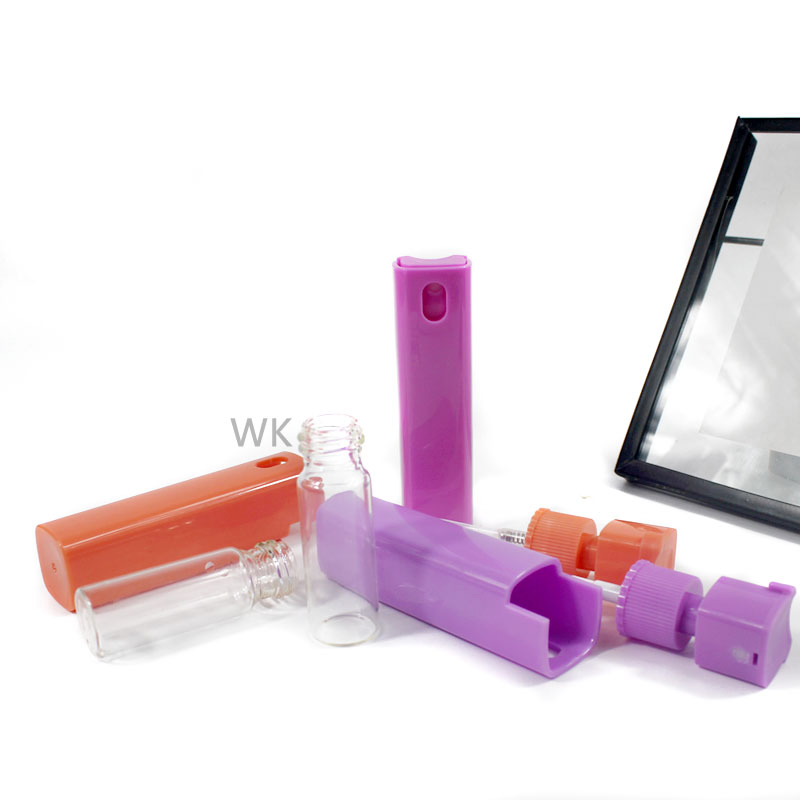 Empty Refill Perfume Atomizer Glass Square Plastic Spray Bottle 10ml