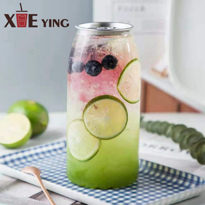 Disposable Custom Clear Plastic Drink Soda Cans with Aluminum Lids