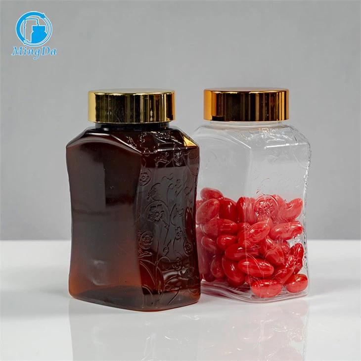 Healthcare Supplement Plastic HDPE Packaging Capsule Medicine Round Bottle Flip Top Cap