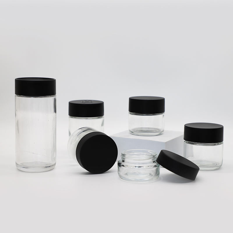 Empty Wide Mouth Flint Glass Storage 100g Jar with Plastic Cap for Medicine Food Jam Cosmetic Packing Cream Candle Flower