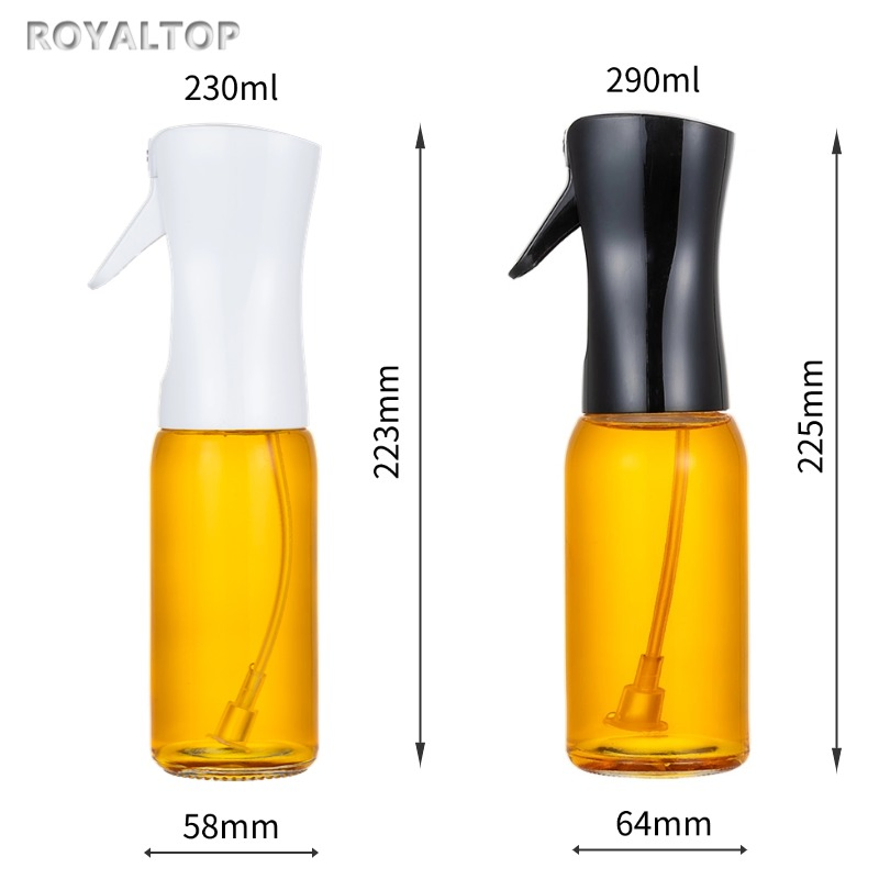 Mini Reusable 210ml 300ml Glass Oil Spray Dispenser Grilling Baking Cooking Small Olive Oil Bottle with Plastic Sprayer Lid