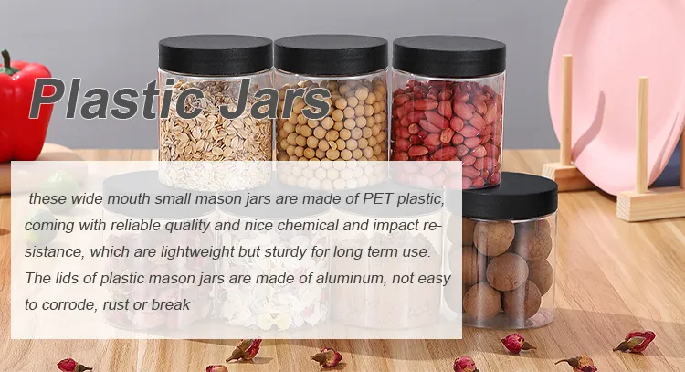 Clear Round Wide Mouth Food Grade PET Plastic Jars