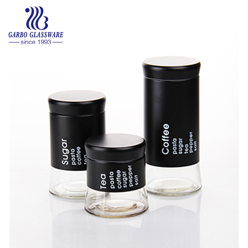 Wholesale Cheap Stocked 3PCS Different Sizes Glass Storage Peanut Cookie Kitchen Storage Jar Bottle with Colored Customized Color Green Plastic Lid for Home Use