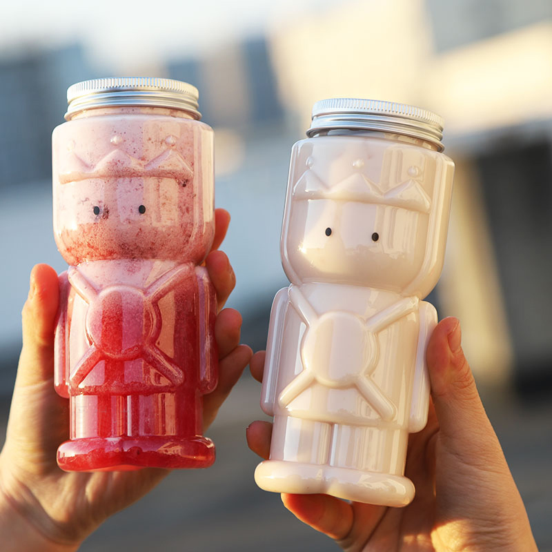 Creative Large Mouth Takeaway Disposable Pet Beverage Plastic Milk Tea Bottle