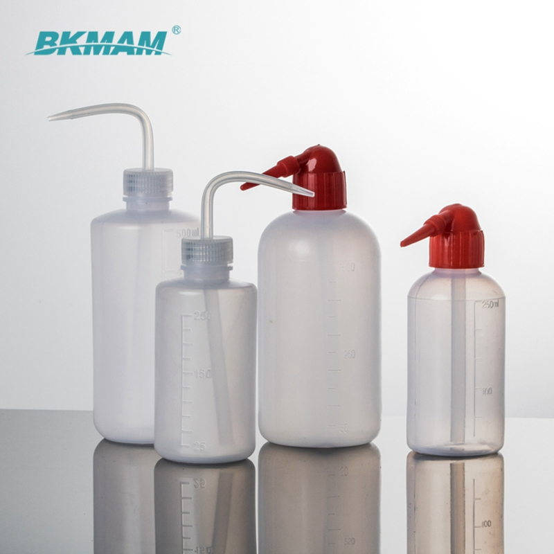 Lab Use Plastic Squeeze Washing Bottle with Bent Bozzle and Screw Cap 250ml
