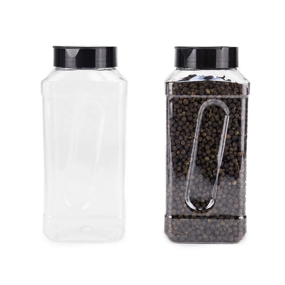 Big Capacity Condiment Square Food Grade Plastic Seasoning Jar Pet Spice Bottle