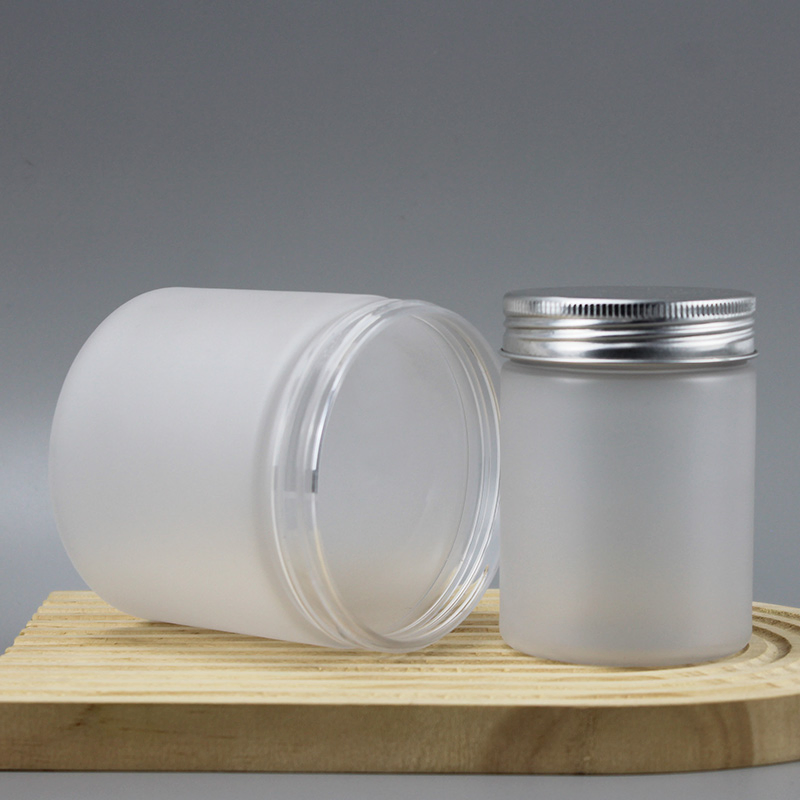 Custom 250ml 500ml Clear Wide Mouth Pet Jar with Aluminum Lid Transparent Food Storage Plastic Containers Salad Jar
