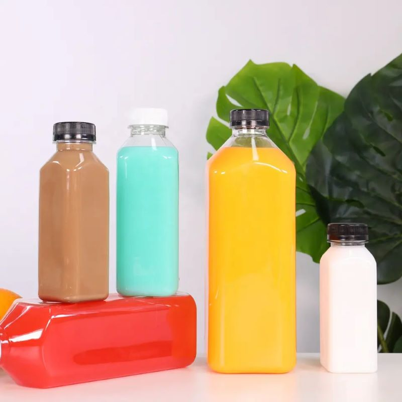Best Selling Small 500ml 1L Plastic Milk Tea Juice Bottle Clear Food Grade BPA-Free Pet Juice Plastic Bottle with Cap