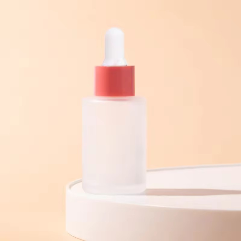 Fashion Hot Selling Macaron Color Transparent Frosted Glass Bottle Plastic Head Dropper Cosmetic Essential Oil Essence Bottle