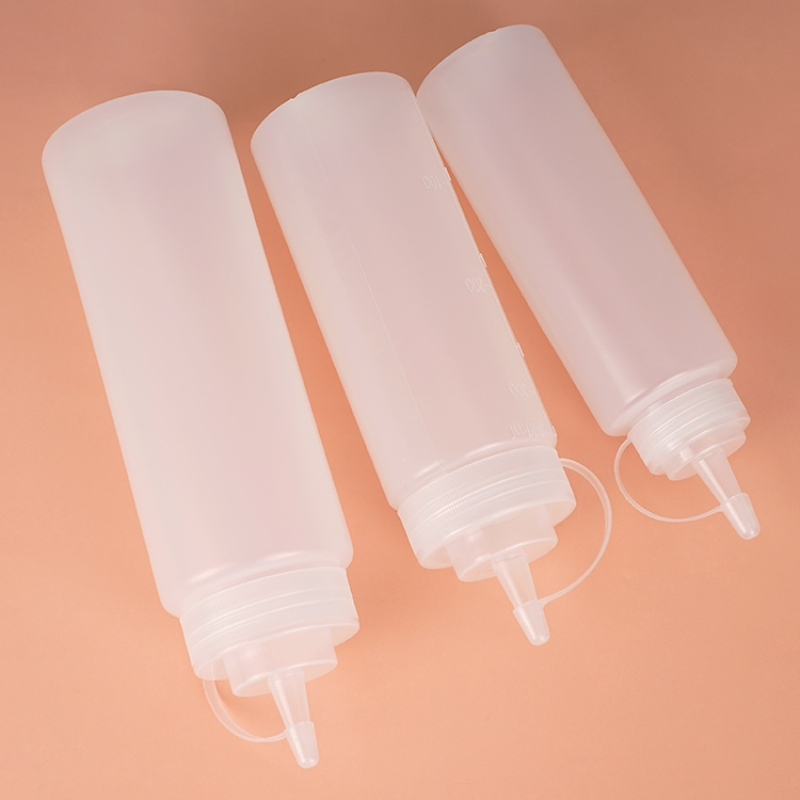Plastic Commercial Salad Honey Oil Sauce Squeeze Bottle with Multi Nozzle