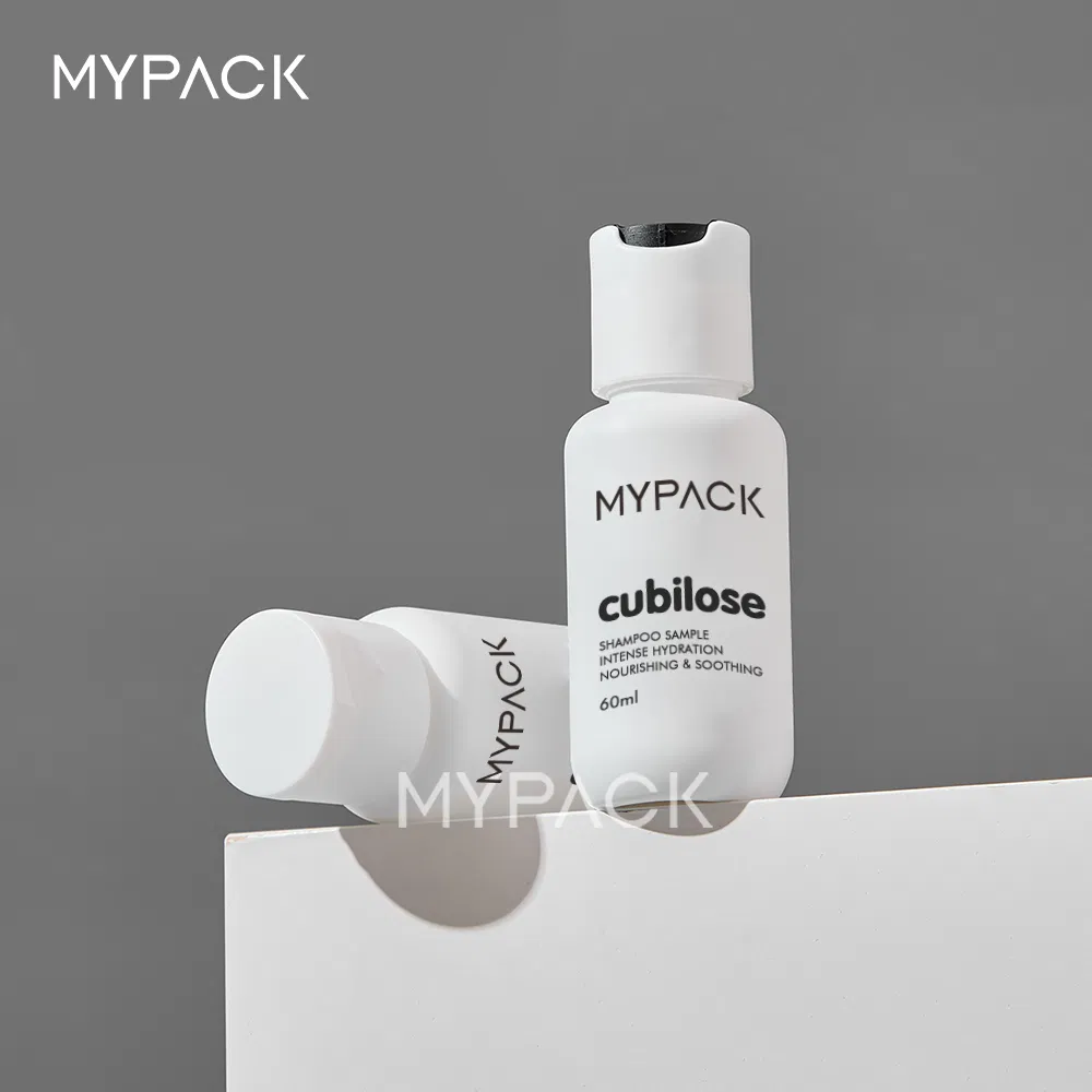 MYPACK Travel Size 60ml White HDPE Plastic Bottle with Cap Small Lotion Bottle for Shampoo and Conditioner