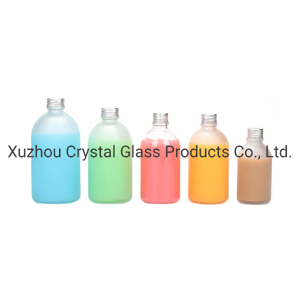 Frosted 350ml Juice Milk Kombucha Glass Bottle with Aluminum Lid