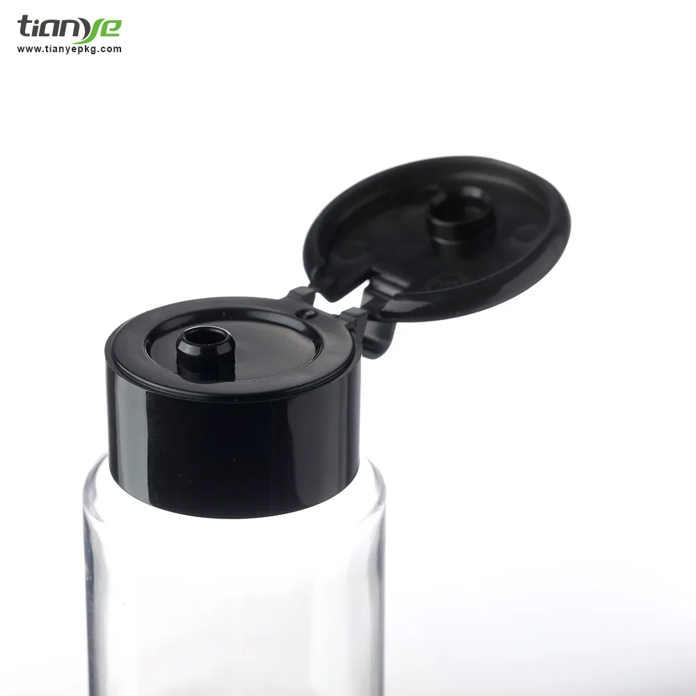 100ml Pet Cylinder Plastic Packaging Transparent Black Flip Top Cap Bottle