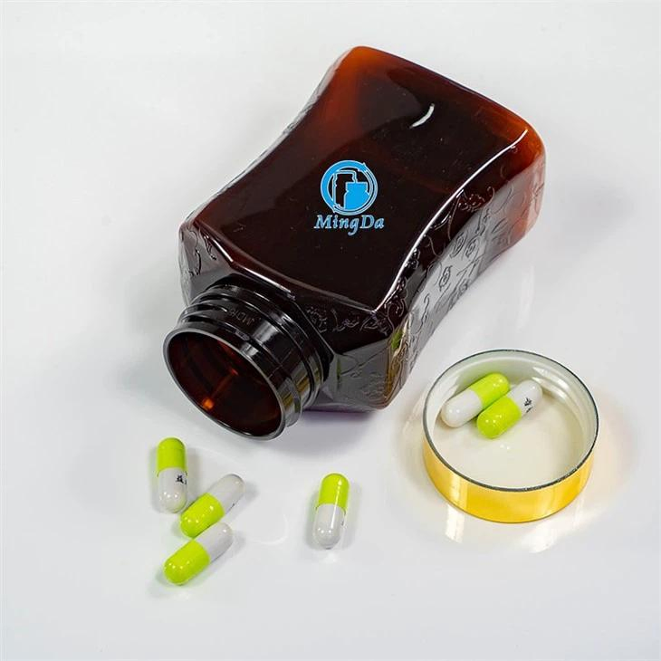 Healthcare Supplement Plastic HDPE Packaging Capsule Medicine Round Bottle Flip Top Cap