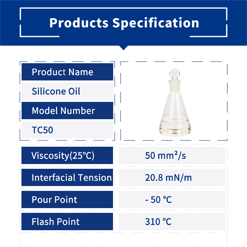 Pdms 50cst Polydimethyl Siloxane Fluid Dielectric Silicone Oil for Plastics Processing Tc50