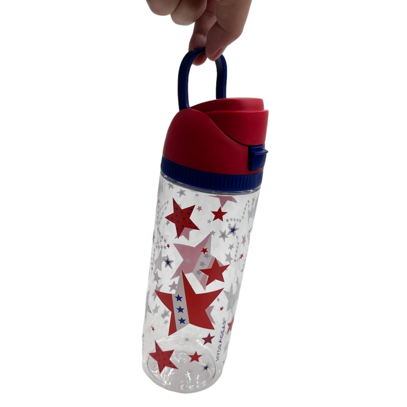 New Arrival BPA Free Fitness Sports Water Bottle Double Drinking Straw Transparent Plastic Pop-up Lid for Tours Travel Fruit Cup