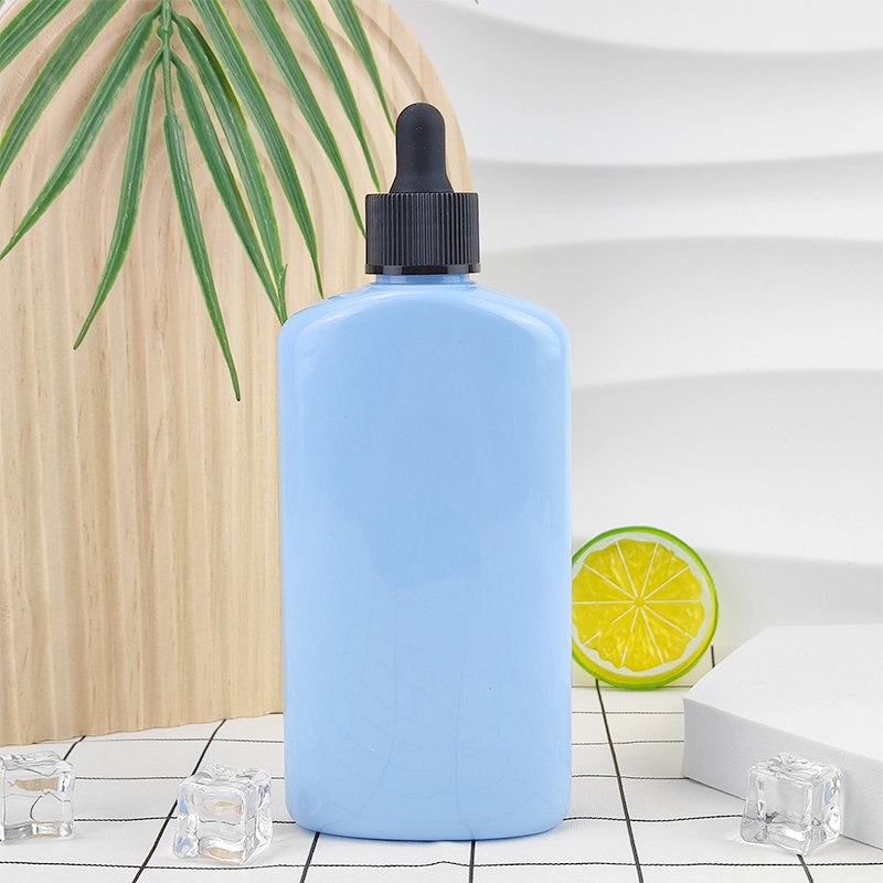 Wholesale Luxury 220ml Square Hair Serum Empty Refill Plastic Bottle Perfume Essential Oil Bottle with Dropper Cap