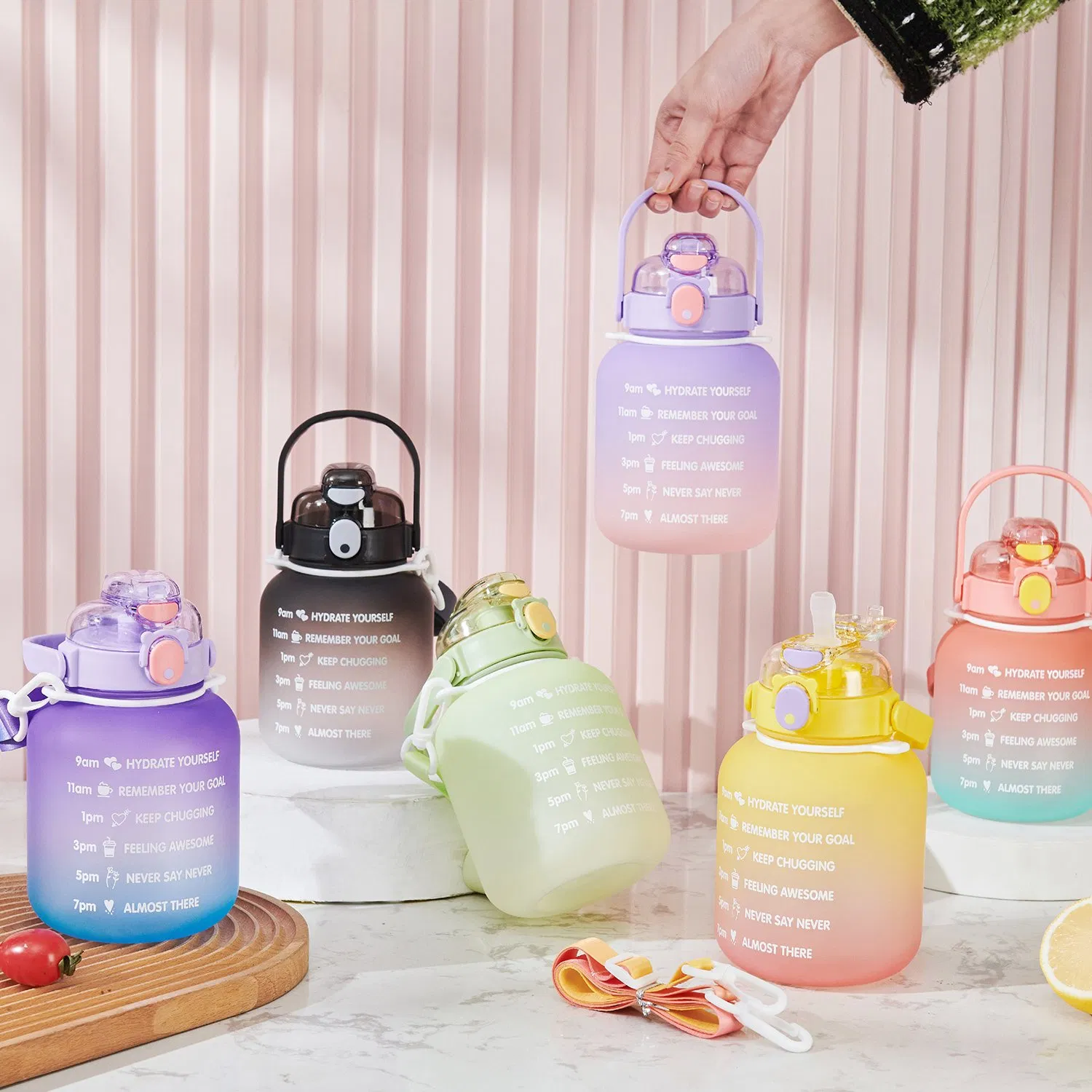 Gradient Color Frosted Leak-Proof Drinking BPA Free School Travel Plastic Kids Water Bottle