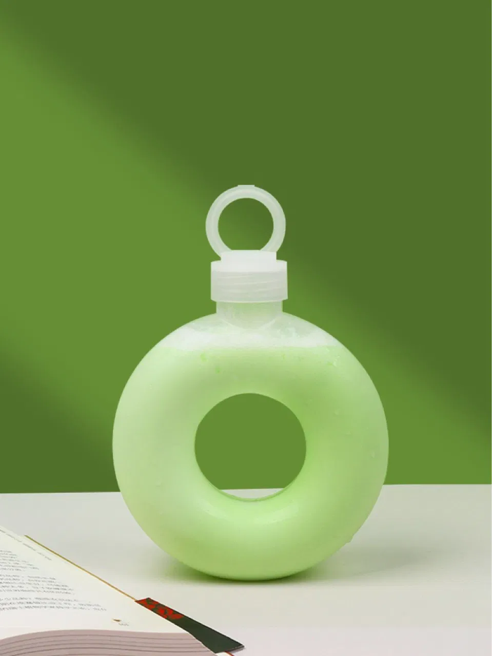 Red Donut Milk Tea Bottle Disposable Plastic Beverage Coffee Juice Round Circle Bottle