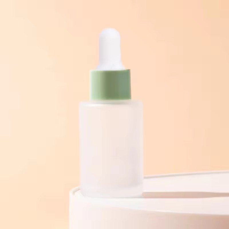 Fashion Hot Selling Macaron Color Transparent Frosted Glass Bottle Plastic Head Dropper Cosmetic Essential Oil Essence Bottle