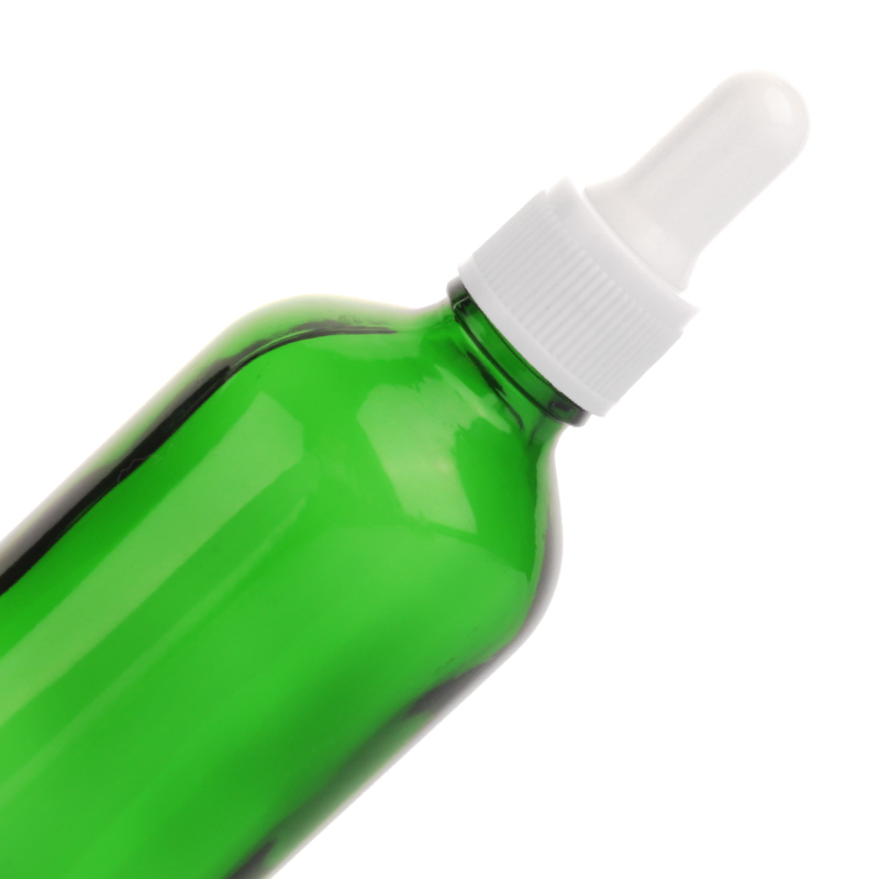 10ml 1oz Logo Printed Cuticle Facial Beard Essential Oil Green Glass Dropper Bottle with Plastic Ribbed Dropper