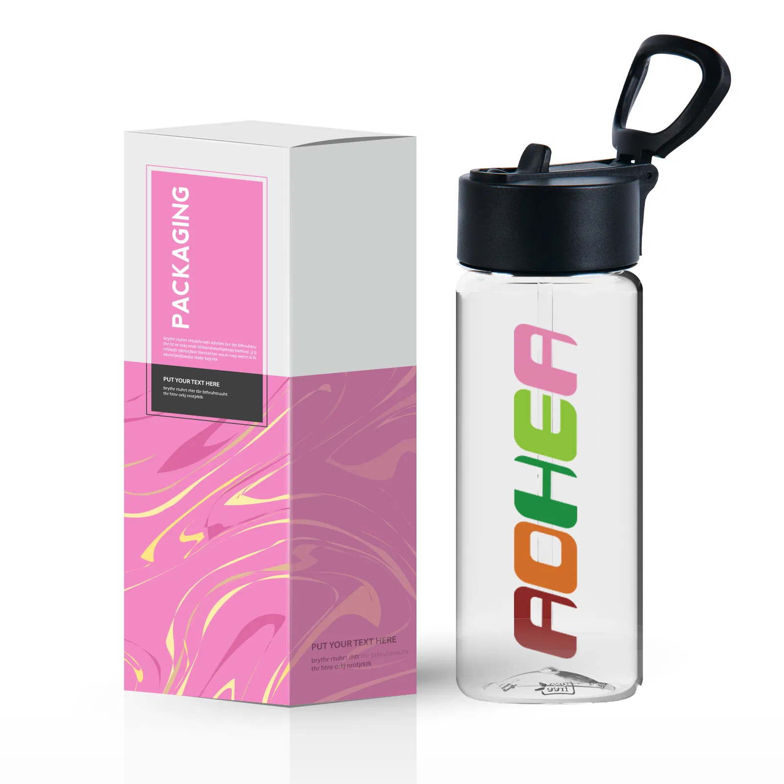Custom Logo BPA-Free Transparent Plastic Sports Water Bottle Reusable for Drinking Water
