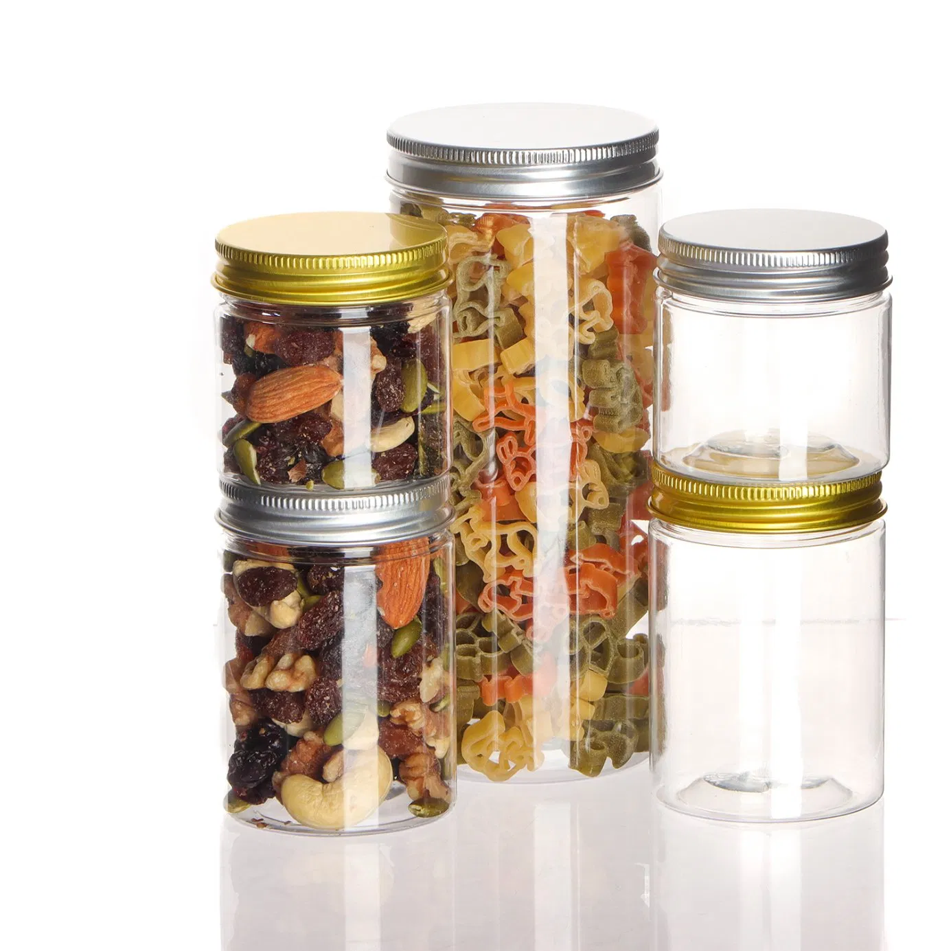 Wholesale 150ml 240ml 250ml 500ml 600ml Custom Empty Clear Round Wide Mouth Food Grade Pet Plastic Jars with Screw Top Lids