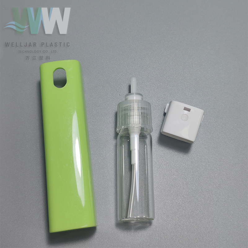 New Design Colorful 10ml 20ml Green Empty Refill Perfume Atomizer Glass Square Plastic Spray Breathing Mouth Refreshing Bottle