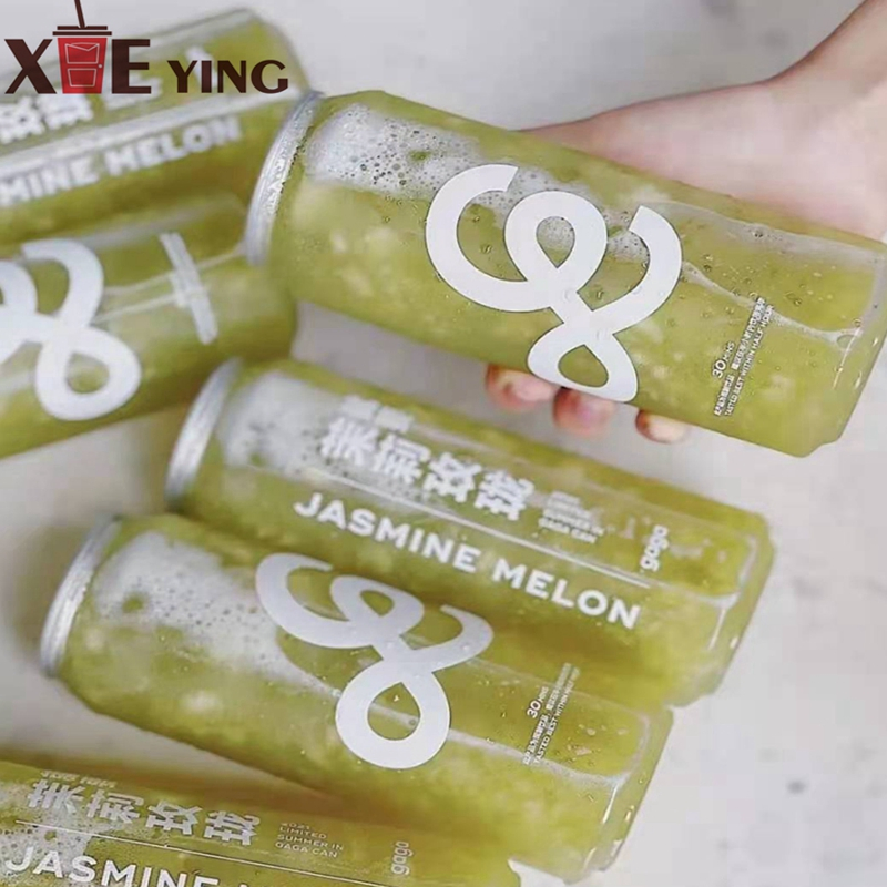 Disposable Custom Clear Plastic Drink Soda Cans with Aluminum Lids