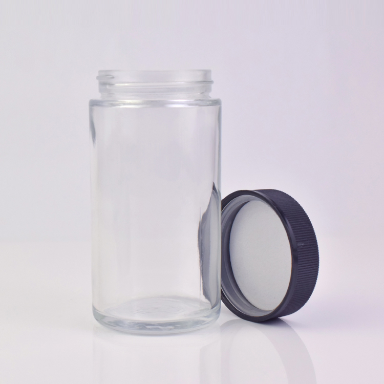 Wholesale 10oz 300ml Round Wide Mouth Glass Jar for Flower Food Storage Jar Packing with Plastic Lid