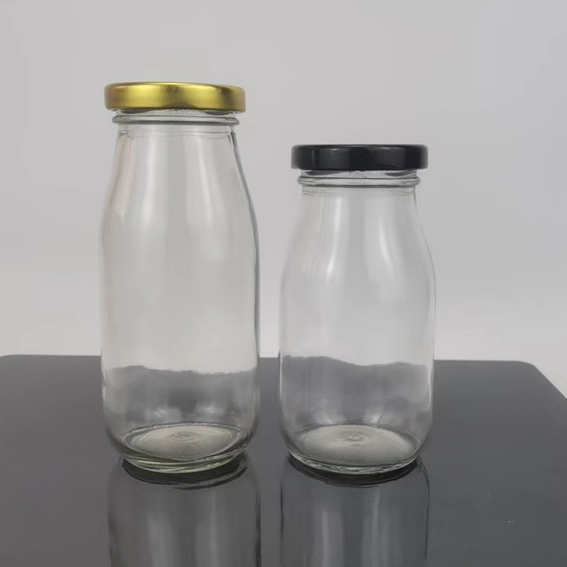 250ml 500ml 750ml 1L Clear Juice Beverage Milk Glass Bottles with Metal Lid