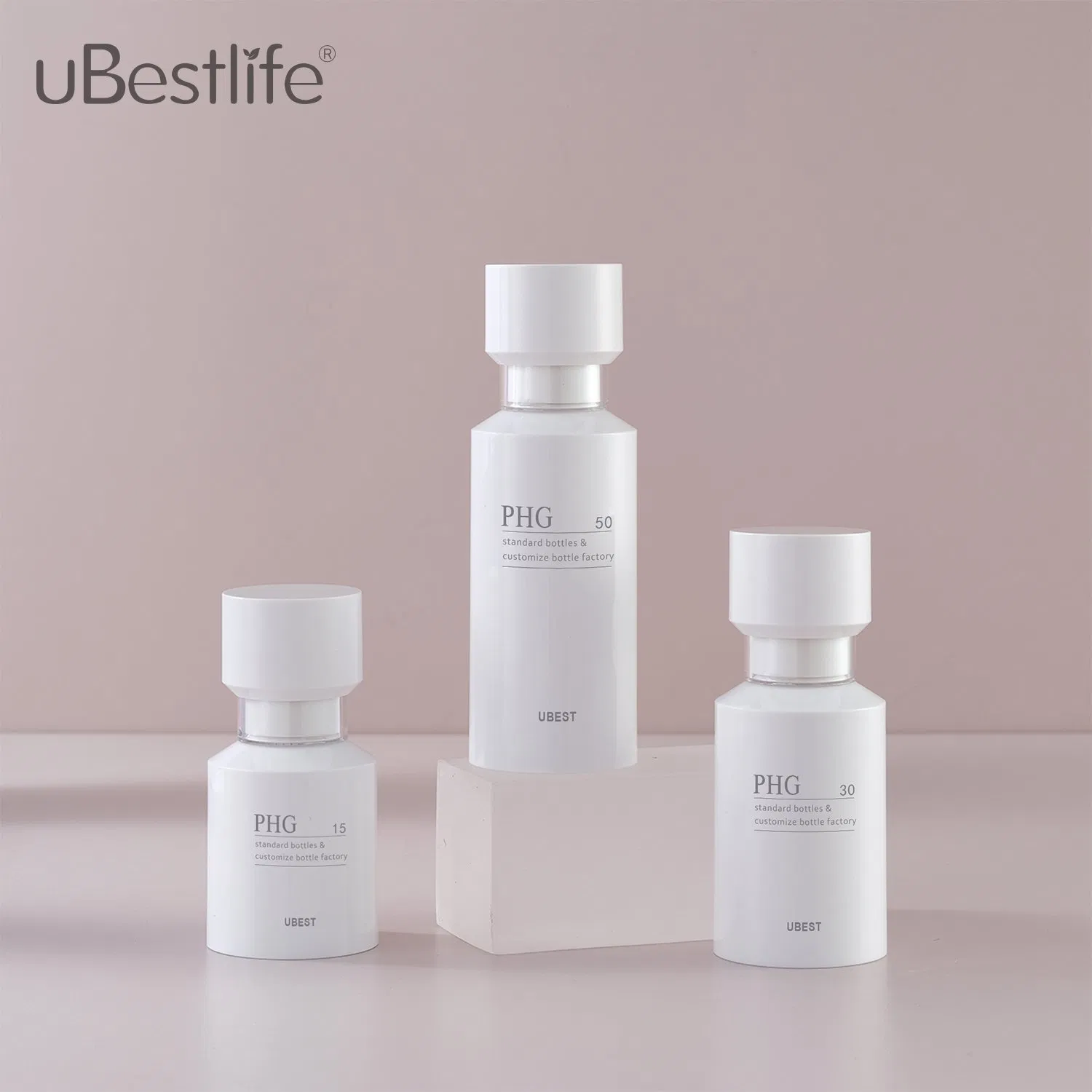 Phg Lotion Bottle Luxury Package 15ml 30ml 50ml Empty Round Skincare Essential Oil Pump Cosmetic Serum Plastic Pet Bottle