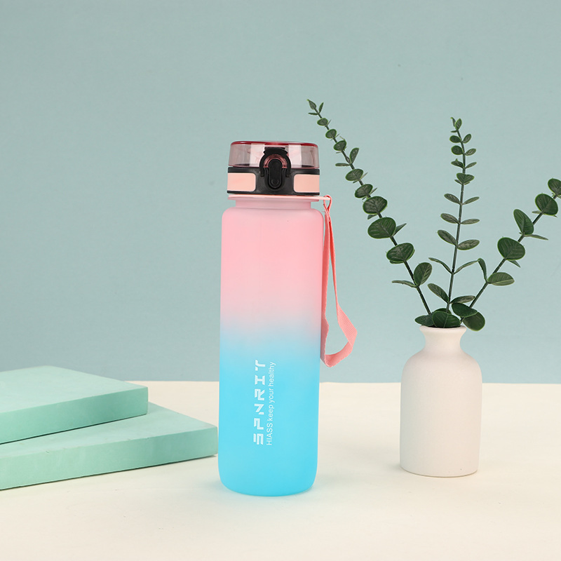 Large Capacity Leak Proof Colorful Plastic Cup Drinking Outdoor Travel Portable Gym Fitness Jugs Sports Water Bottle with Lid Rope