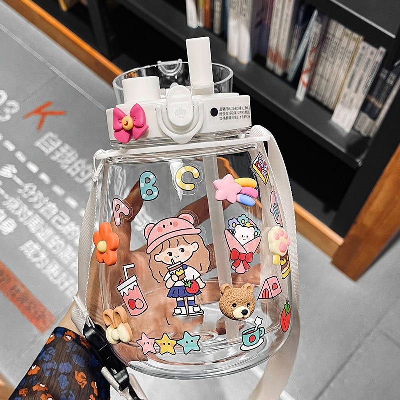 Eco Friendly BPA Free Plastic Kids Water Bottle with Straw &amp; Lid